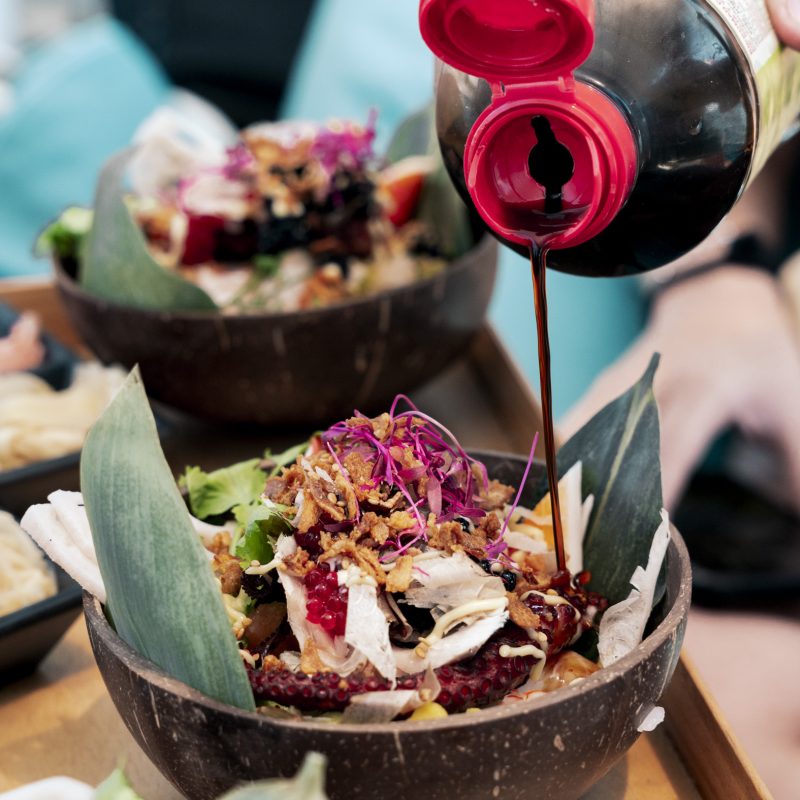 Dessert with fresh fruit and cream served on a private sailing tour
