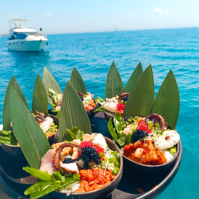 Gourmet bowls enjoyed at sea during sailing Palma de Mallorca