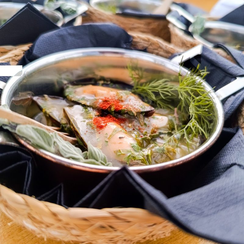 Seafood dish served on board during a private sailing experience