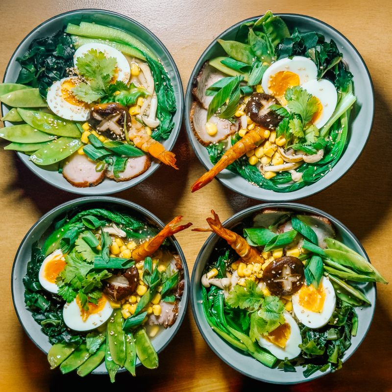 Healthy salad bowls served on a private boat tour Mallorca